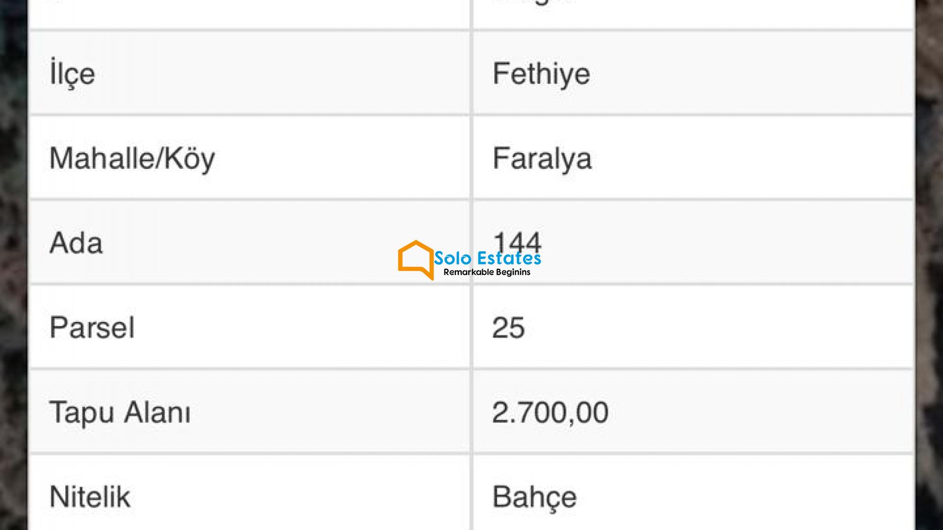 Mugla Fethiye Faralya satilik